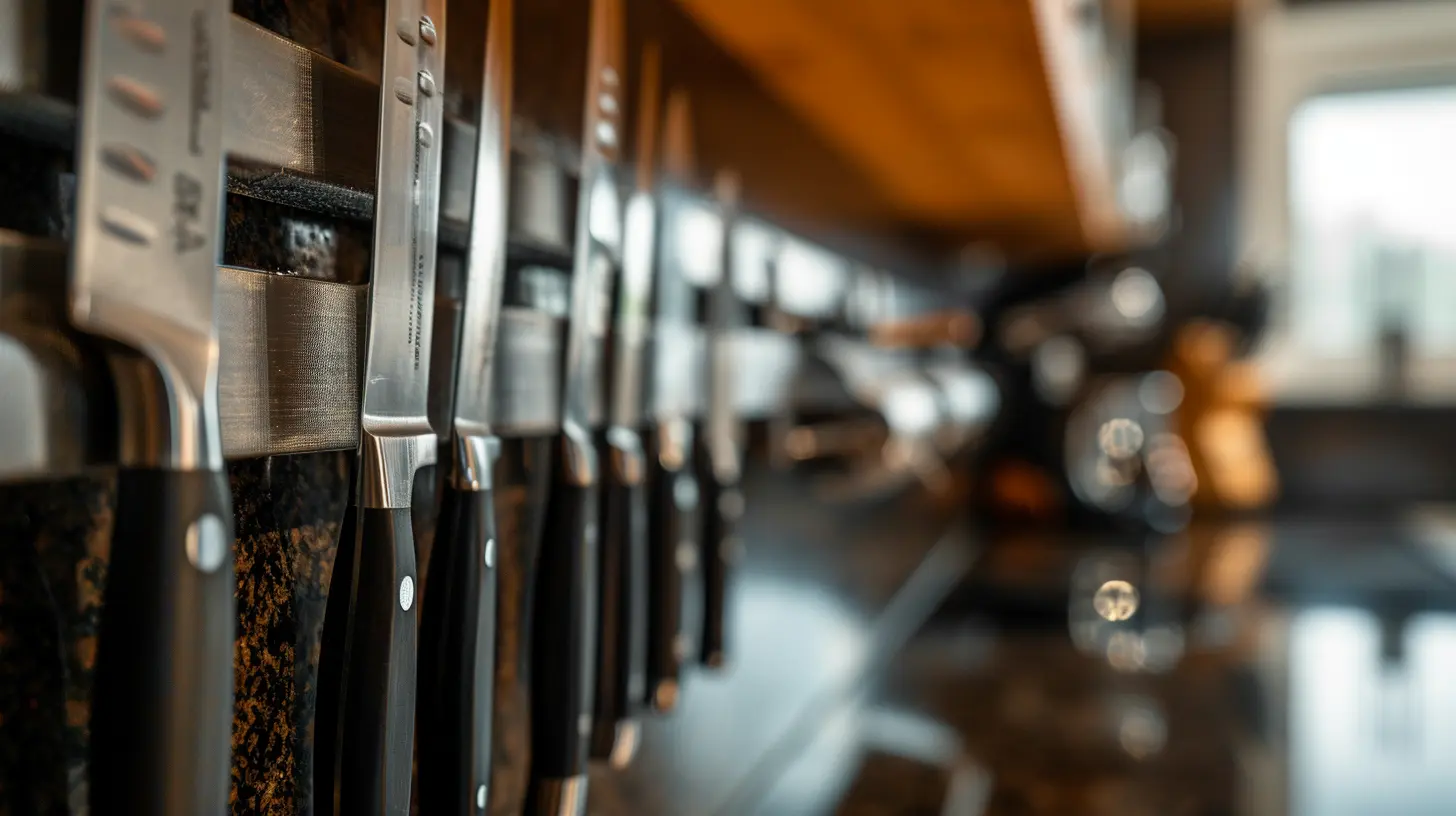 Example of a magnetic strip for knives in a kitchen