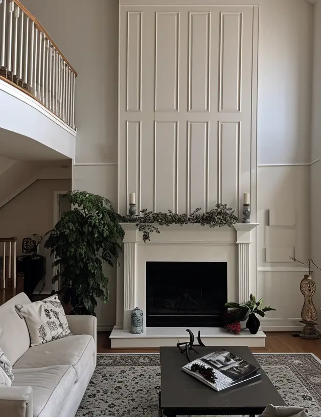 Client Supplied Photo of Fireplace and Tall White Walls Issue