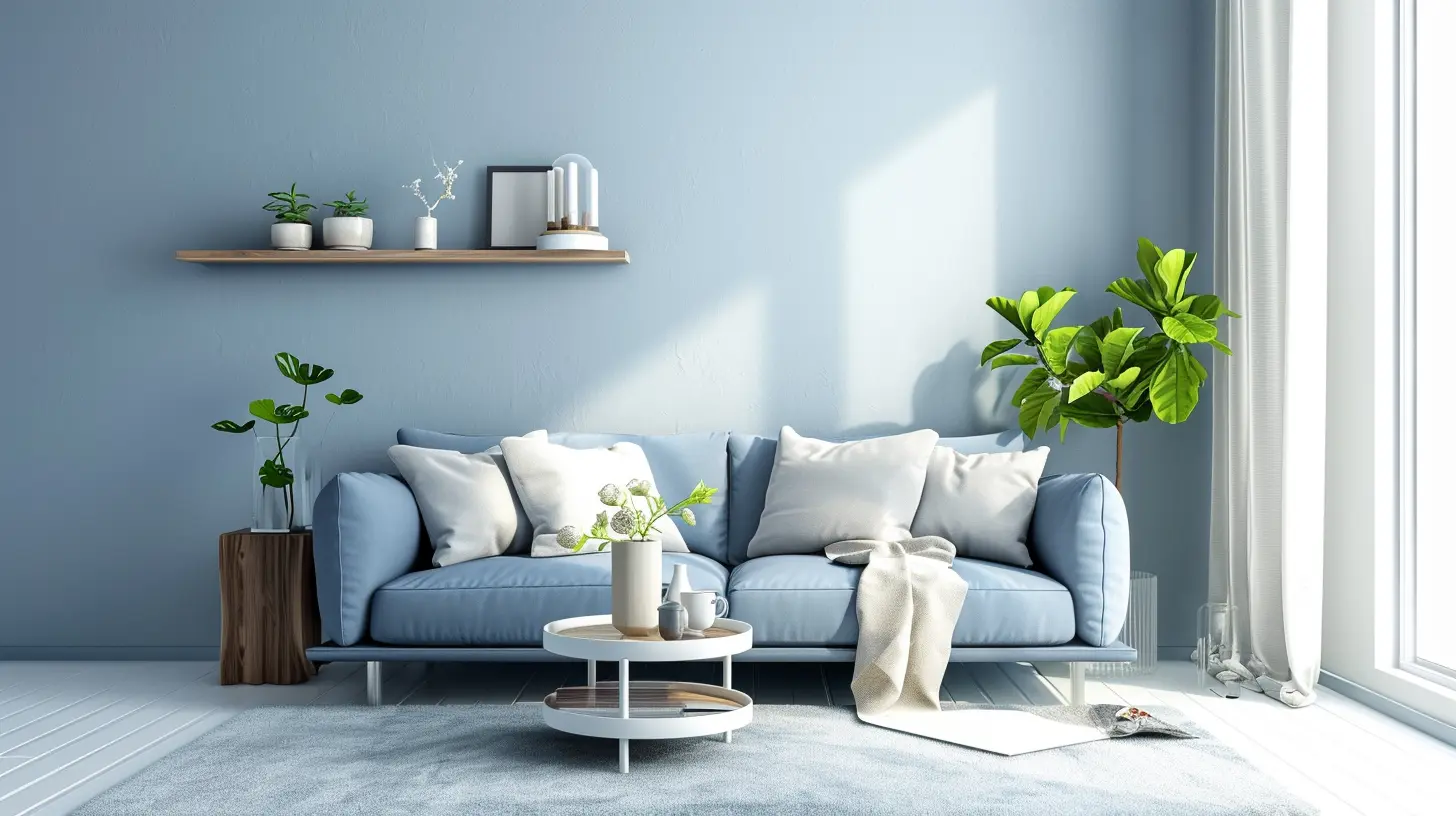Living Room in Soothing Blue Color Palette